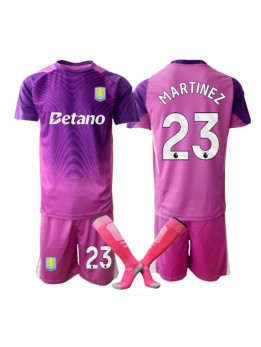 Billige Aston Villa Emiliano Martinez #23 Keeper Tredjedraktsett Barn 2025-26 Kortermet (+ Korte bukser)